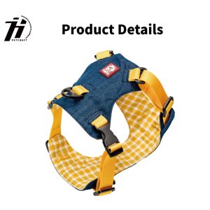 Holydog Personal Comfort Adjustable Soft Harness Nylon Polyester Plaid Pet Vest Harness Denim-like Style